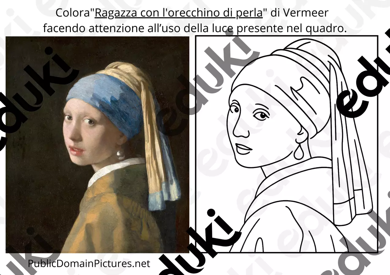 RAGAZZA CON L'ORECCHINO DI PERLA Materiale per pittura e bricolage - RAGAZZA CON L'ORECCHINO DI PERLA - la.maestra.vale - Pagina di copertina