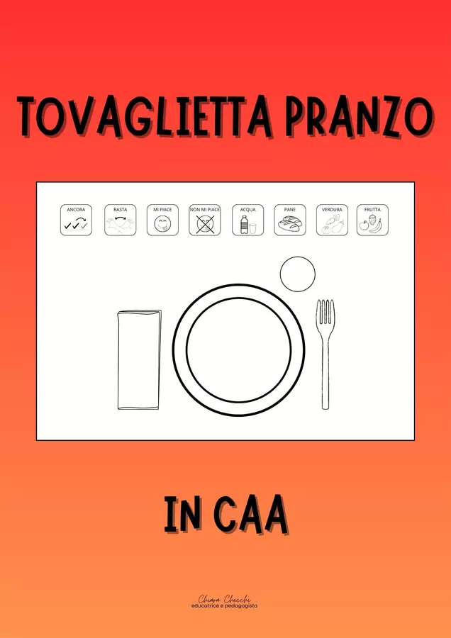 TOVAGLIETTA PRANZO in CAA Materiale di supporto/inclusione - TOVAGLIETTA PRANZO in CAA - educativamente_chiara - Pagina di copertina