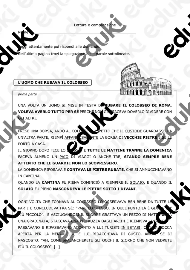 Lettura e comprensione Rodari_classe III - IV (BES-DSA) Compiti in classe/Test - Lettura e comprensione Rodari_classe III - IV (BES-DSA) - maestra-bi - Pagina di copertina