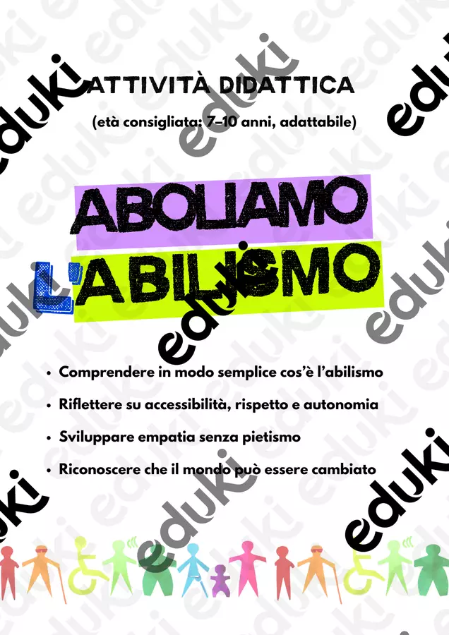 Aboliamo l'abilismo - Educazione civica Altro tipo di materiale - Aboliamo l'abilismo - Educazione civica - Educatrice Valù - Pagina di copertina