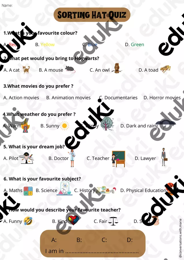 Sorting Hat Quiz Giochi - Sorting Hat Quiz - ConversationsWithMarie - Pagina di copertina
