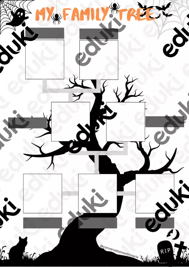 Halloween Family tree Flashcard - Halloween Family tree - ConversationsWithMarie - Pagina di copertina