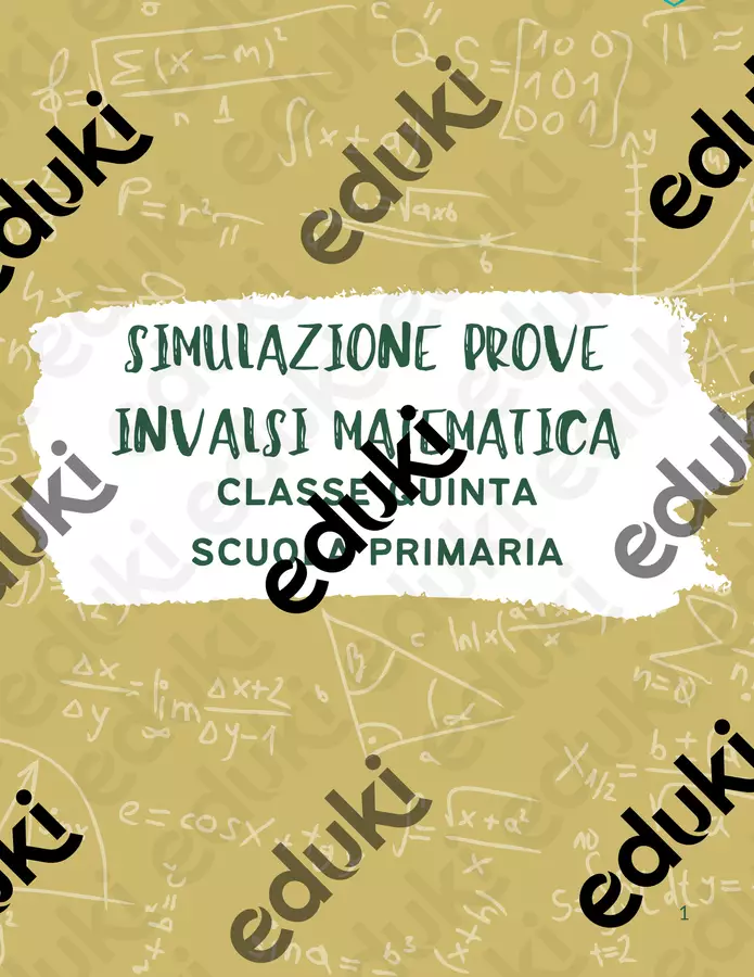 Simulazione Prove Invalsi matematica classe quinta scuola primaria Esercizi - Simulazione Prove Invalsi matematica classe quinta scuola primaria - Maestra Nada - Pagina di copertina