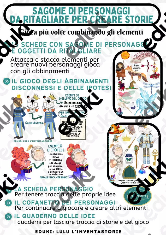 PERSONAGGI DA TAGLIARE,SAGOME PER INVENTARE STORIE Esercizi - PERSONAGGI DA TAGLIARE,SAGOME PER INVENTARE STORIE - Lulu l'InventaStorie - Pagina di copertina