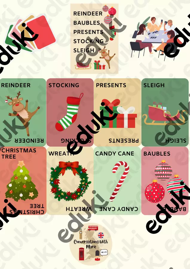 Gioco Reindeer Baubles Presents Stocking Sleigh - Natale inglese Giochi - Gioco Reindeer Baubles Presents Stocking Sleigh - Natale inglese - ConversationsWithMarie - Pagina di copertina