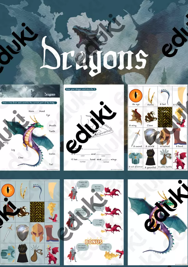 Dragons - parti del corpo e gioco di Kim in inglese Giochi - Dragons - parti del corpo e gioco di Kim in inglese - ConversationsWithMarie - Pagina di copertina