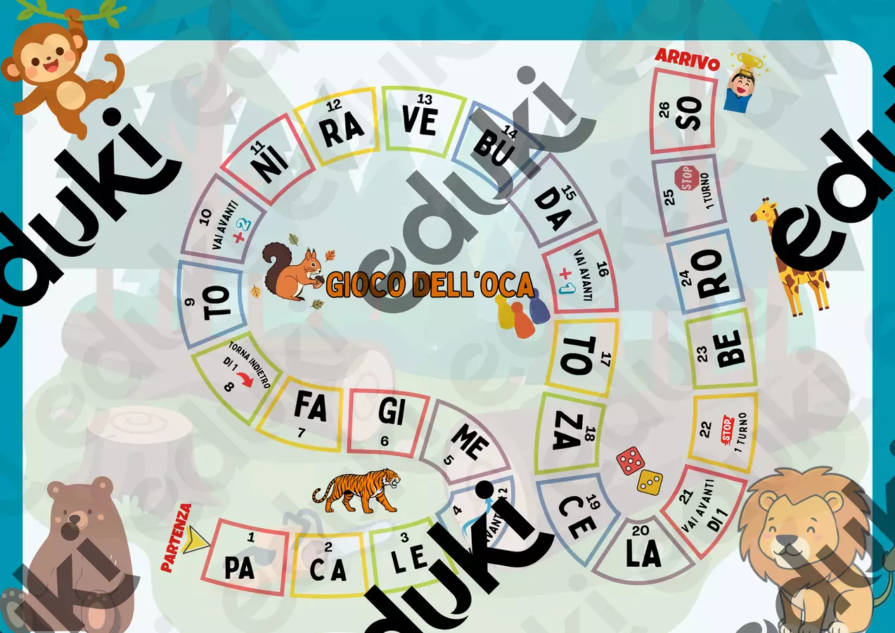 Gioco dell’Oca VERSIONE ANIMALI Esercizi - Gioco dell’Oca VERSIONE ANIMALI - Logopedista.A - Pagina di copertina