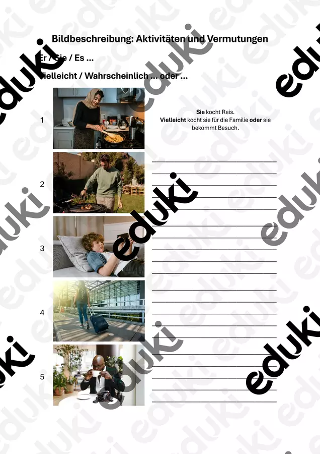 Bildbeschreibung DTZ / DTÖ: Aktivitäten und Vermutungen (A2/B1) Arbeitsblätter - Bildbeschreibung DTZ / DTÖ: Aktivitäten und Vermutungen (A2/B1) - DAF Kramer - Deckblatt