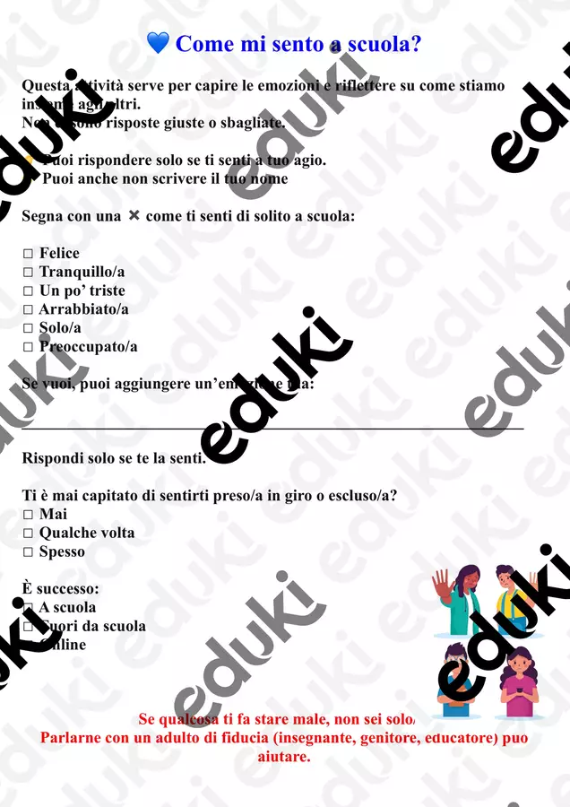 Questionario contro il bullismo Materiale di supporto/inclusione - Questionario contro il bullismo - Pillole di matematica e di fisica - Pagina di copertina