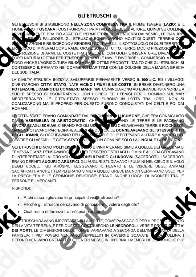 GLI ETRUSCHI Schede informative - GLI ETRUSCHI - Lucia Durante - Pagina di copertina