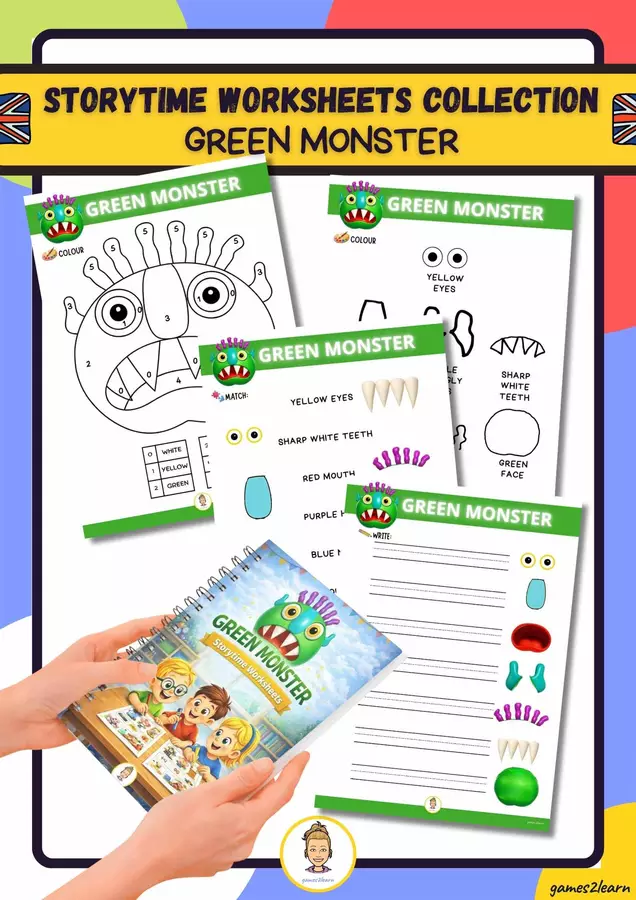 GREEN MONSTER - STORYTIME WHORKSHEETS COLLECTION Esercizi - GREEN MONSTER - STORYTIME WHORKSHEETS COLLECTION - games2learn - Pagina di copertina