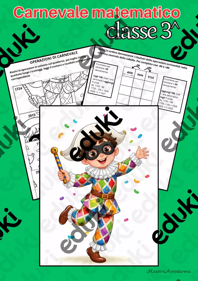 CARNEVALE OPERAZIONI CLASSE 3^ Esercizi - CARNEVALE OPERAZIONI CLASSE 3^ - maestra.avventurosa - Pagina di copertina