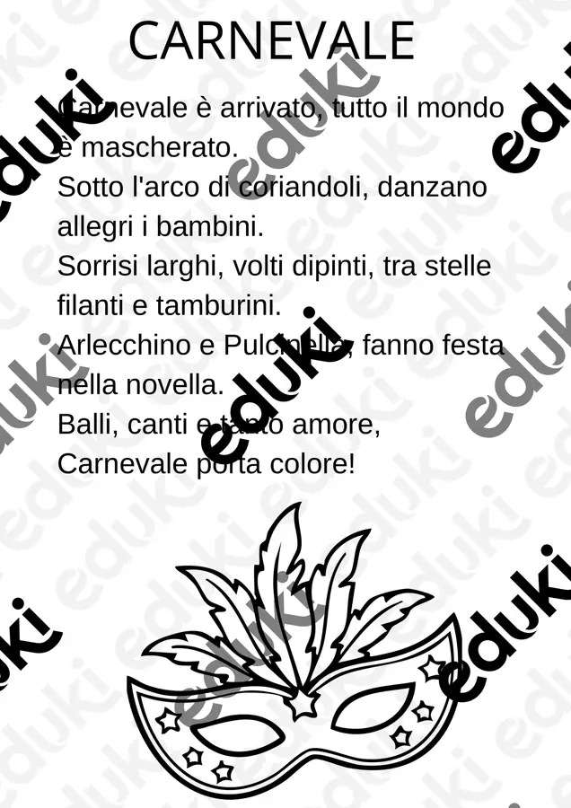 Filastrocca di carnevale Esercizi - Filastrocca di carnevale - Maestra To - Pagina di copertina