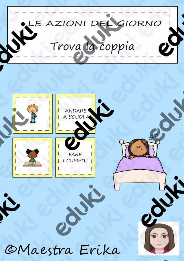 "Le azioni del giorno" Trova la coppia Giochi - "Le azioni del giorno" Trova la coppia - Maestra Erika - Pagina di copertina