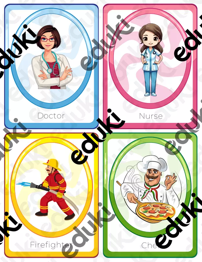 Professions in Pictures Community Helpers Flashcards Set for Kindergarten Flashcard - Professions in Pictures Community Helpers Flashcards Set for Kindergarten - Nina's Learning Corner - Pagina di copertina