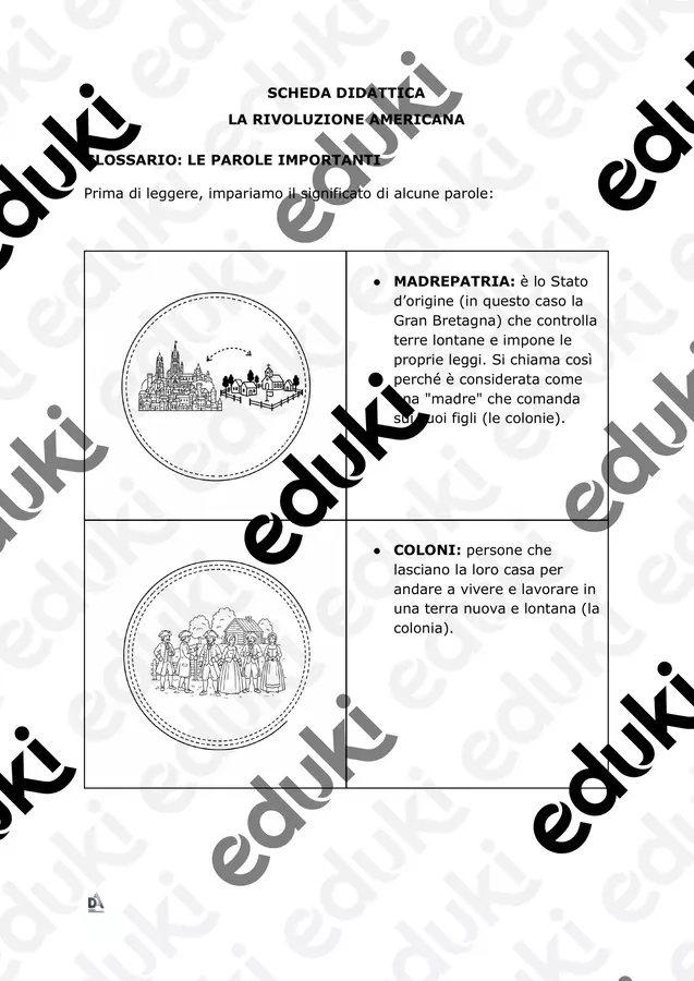 LA RIVOLUZIONE AMERICANA scheda facilitata e semplificata Materiale di supporto/inclusione - LA RIVOLUZIONE AMERICANA scheda facilitata e semplificata - Design per l'Apprendimento - Pagina di copertina