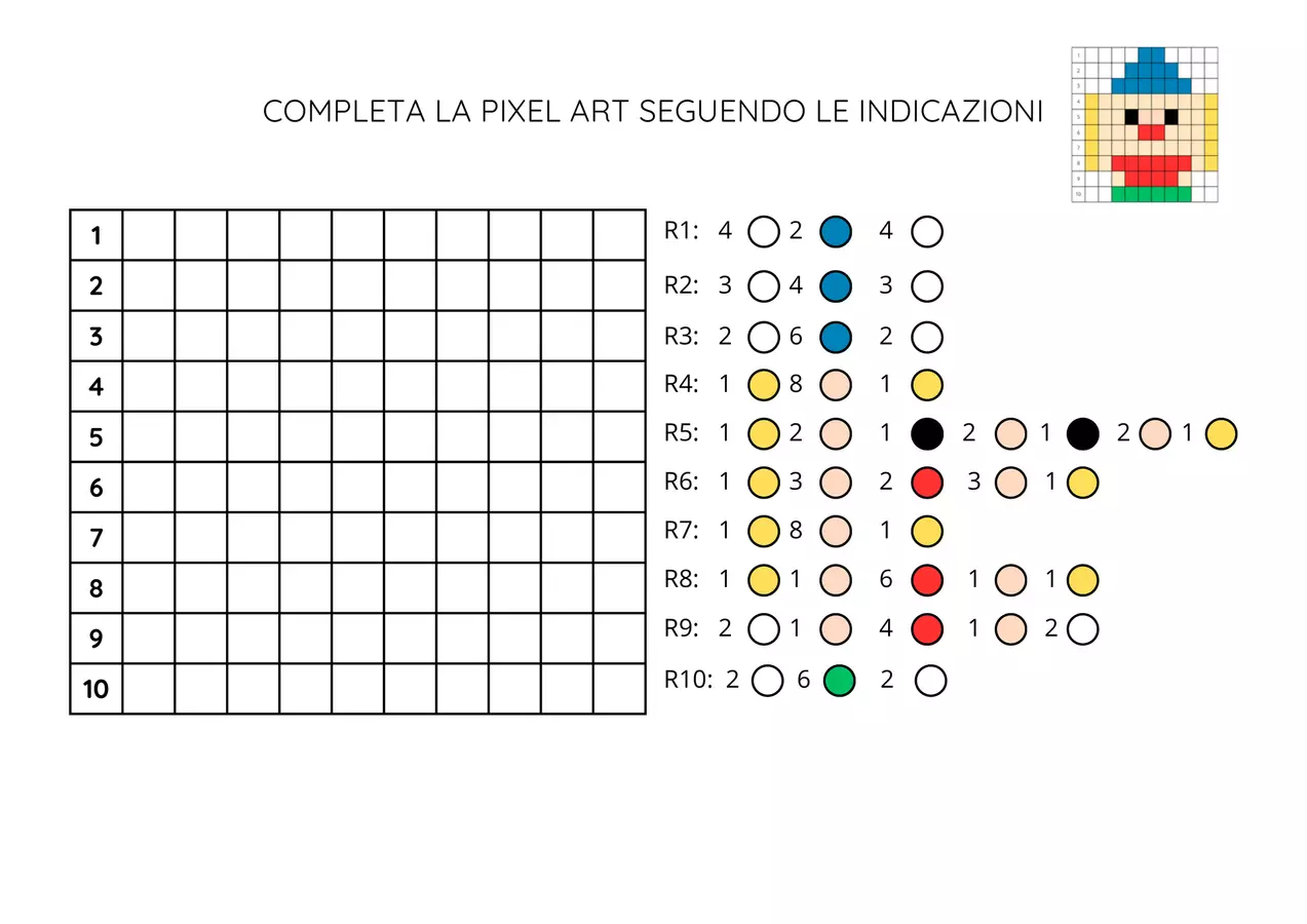 Pixel art di Carnevale - matematica, classe prima primaria Giochi - Pixel art di Carnevale - matematica, classe prima primaria - Saretta97 - Pagina di copertina