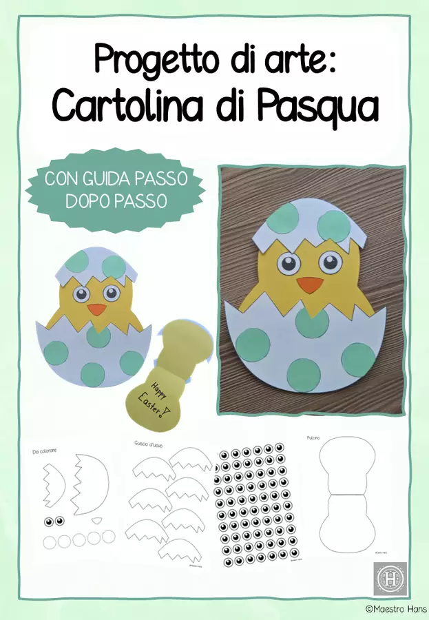 Progetto di arte: Cartolina di Pasqua Materiale per pittura e bricolage - Progetto di arte: Cartolina di Pasqua - Maestro Hans - Pagina di copertina