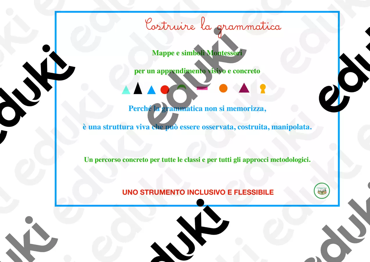 Costruire la grammatica;Mappe e simboli Montessori per un apprendimento visivo e concreto Altro tipo di materiale - Costruire la grammatica;Mappe e simboli Montessori per un apprendimento visivo e concreto - montessorianamentelucca - Pagina di copertina