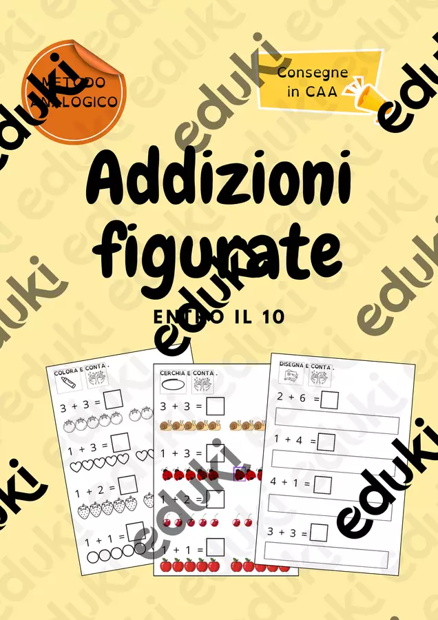 Addizioni figurate entro il 10 Esercizi - Addizioni figurate entro il 10 - Come io imparo - Pagina di copertina