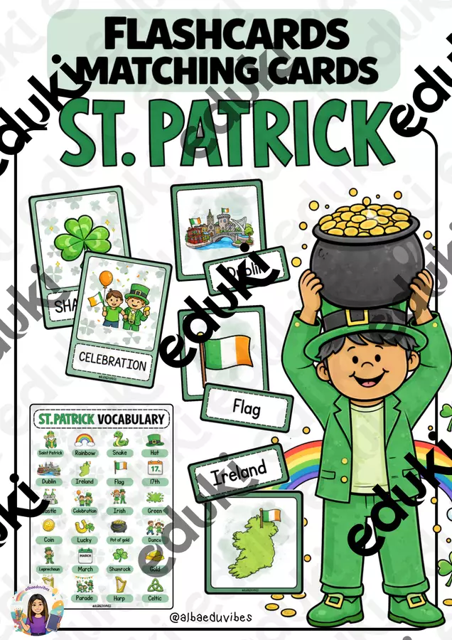 St. Patrick (Flashcards + Matching cards) Flashcard - St. Patrick (Flashcards + Matching cards) - Albaeduvibes - Pagina di copertina