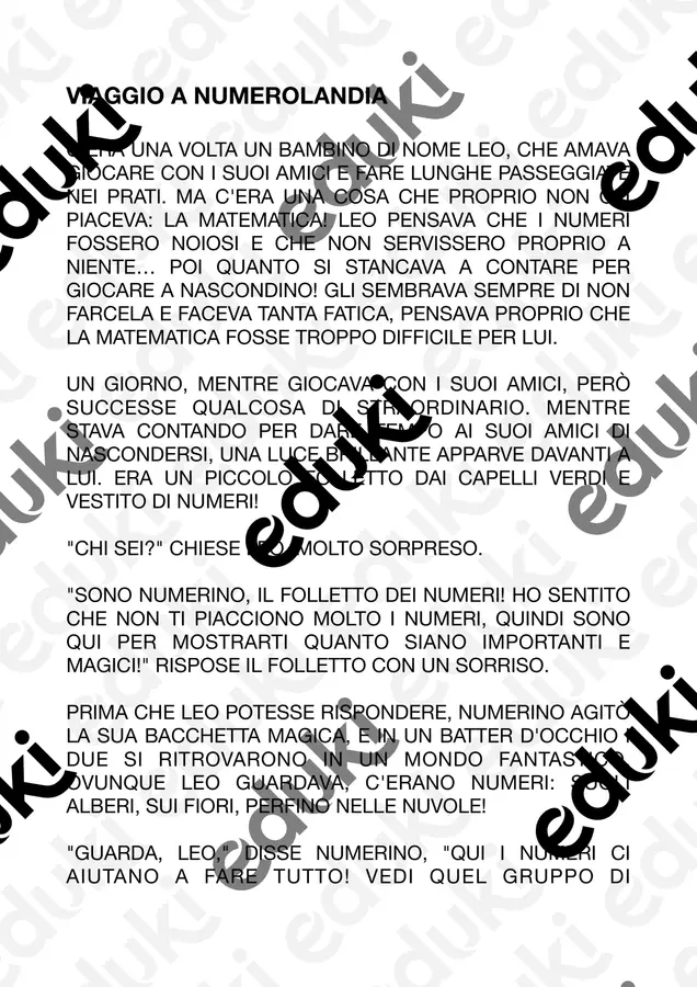 Viaggio a Numerolandia Testo - Viaggio a Numerolandia - Maestra Fedi - Pagina di copertina