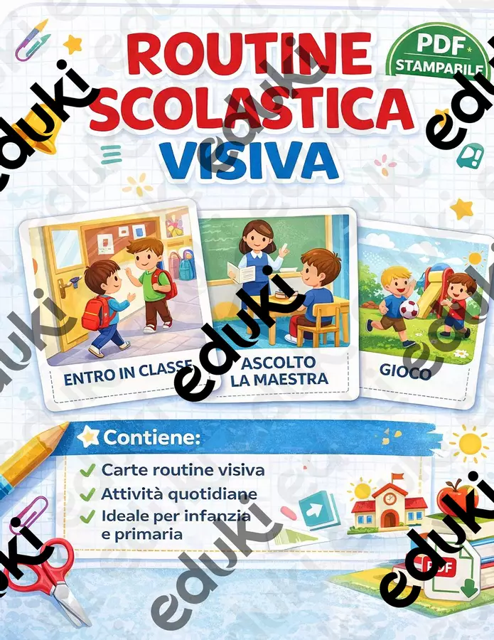 Routine Scolastica Visiva – Carte da stampare per bambini Flashcard - Routine Scolastica Visiva – Carte da stampare per bambini - SostegnO 2.0 - Pagina di copertina
