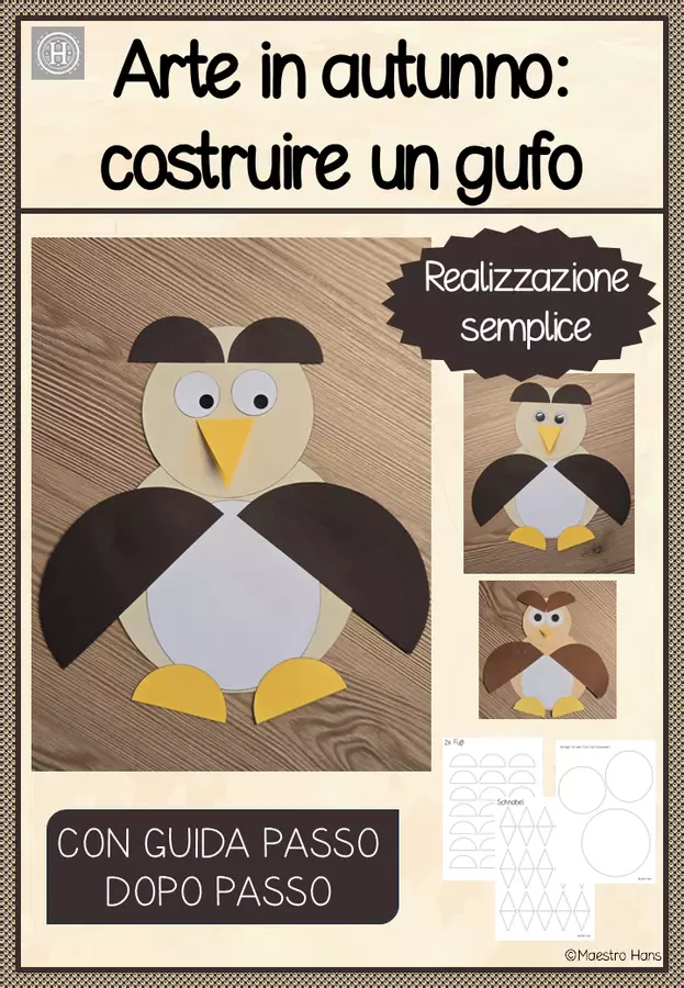 Arte in autunno: costruire un gufo Materiale per pittura e bricolage - Arte in autunno: costruire un gufo - Maestro Hans - Pagina di copertina