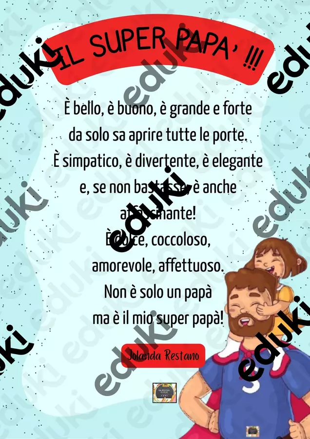 Scheda Poesia “Il Super Papà” di Jolanda Restano 🦸♂️💙 Materiale di supporto/inclusione - Scheda Poesia “Il Super Papà” di Jolanda Restano 🦸♂️💙 - La scuola di Oscar - Pagina di copertina
