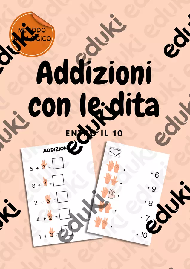 Addizioni con le dita delle mani entro il 10 Esercizi - Addizioni con le dita delle mani entro il 10 - Come io imparo - Pagina di copertina