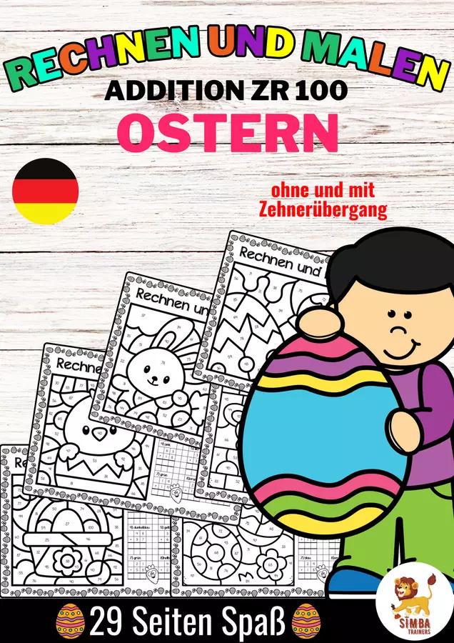 Rechen-Mal-Blätter - Addition ZR 100 (Ostern) Pasqua Aggiunta Matematica Tedesco Esercizi - Rechen-Mal-Blätter - Addition ZR 100 (Ostern) Pasqua Aggiunta Matematica Tedesco - SIMBA Trainers Education - Pagina di copertina