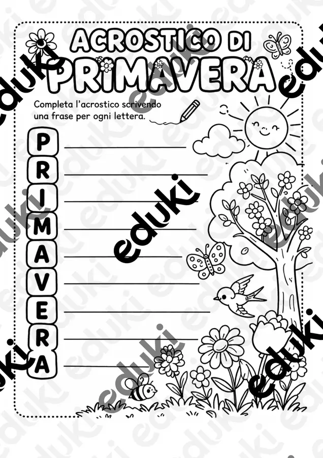 attività ita: primavera (Acrostico + lettura e domande ) Materiale di supporto/inclusione - attività ita: primavera (Acrostico + lettura e domande ) - Teacher Fra Bonny - Pagina di copertina