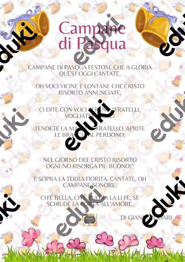 Poesia le "Campane di Pasqua" di Gianni Rodari Materiale di supporto/inclusione - Poesia le "Campane di Pasqua" di Gianni Rodari - La scuola di Oscar - Pagina di copertina