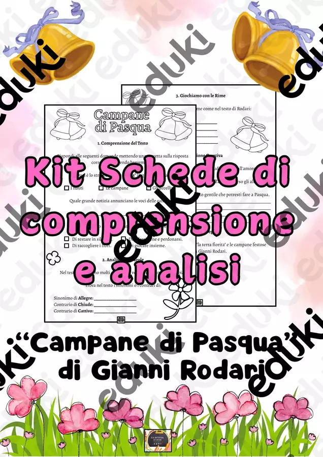 Kit Didattico Pasqua: Poesia “Campane di Pasqua” di G. Rodari (Schede di Comprensione e Analisi) Esercizi - Kit Didattico Pasqua: Poesia “Campane di Pasqua” di G. Rodari (Schede di Comprensione e Analisi) - La scuola di Oscar - Pagina di copertina