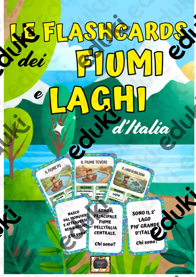Le Flashcards dei Fiumi e dei Laghi d’Italia – Attività di Geografia Esercizi - Le Flashcards dei Fiumi e dei Laghi d’Italia – Attività di Geografia - La scuola di Oscar - Pagina di copertina