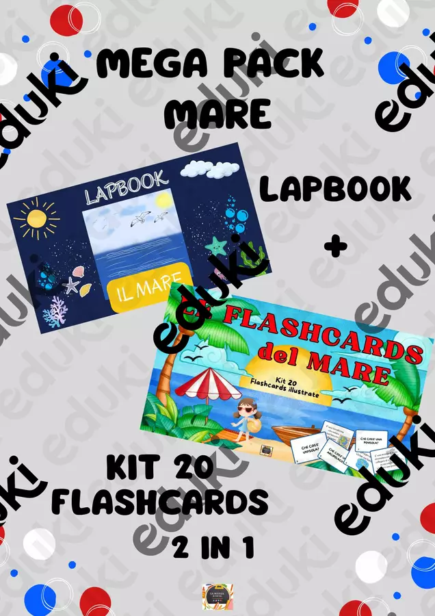 Mega Pack MARE 2 in 1: Lapbook Interattivo + Kit 20 Flashcards Illustrate Flashcard - Mega Pack MARE 2 in 1: Lapbook Interattivo + Kit 20 Flashcards Illustrate - La scuola di Oscar - Pagina di copertina
