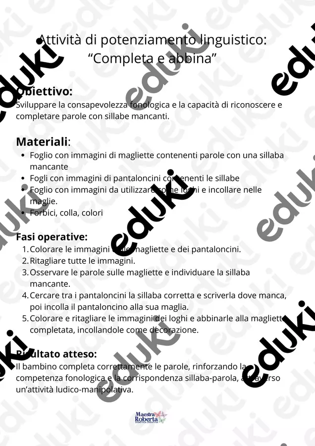 POTENZIAMENTO LINGUISTICO: COMPONI LE PAROLE E COLORA Esercizi - POTENZIAMENTO LINGUISTICO: COMPONI LE PAROLE E COLORA - Roberta Manca 🩷 la maestra di sostegno. - Pagina di copertina