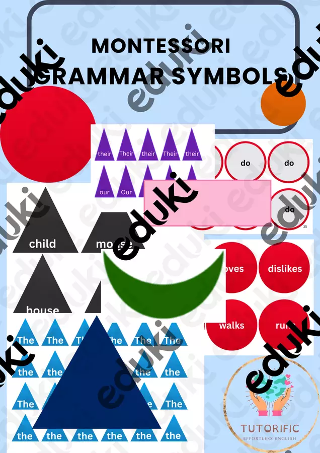 Simboli grammaticali Montessori con parole Flashcard - Simboli grammaticali Montessori con parole - Tutorific - Pagina di copertina