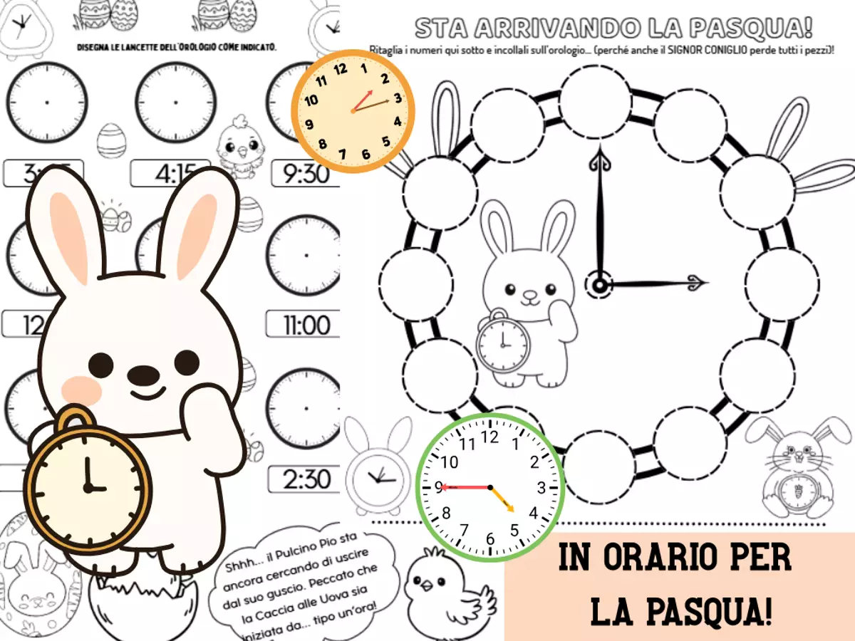 Tic-Toc... È tempo di Pasqua: Esercizi d'Orologio Pasquali! Esercizi - Tic-Toc... È tempo di Pasqua: Esercizi d'Orologio Pasquali! - MaestraPiera - Pagina di copertina