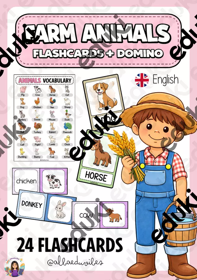 Farm animals (Flashcards + Domino) Flashcard - Farm animals (Flashcards + Domino) - Albaeduvibes - Pagina di copertina