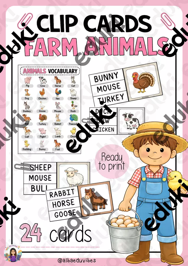 Farm animals (Clip cards) Esercizi - Farm animals (Clip cards) - Albaeduvibes - Pagina di copertina