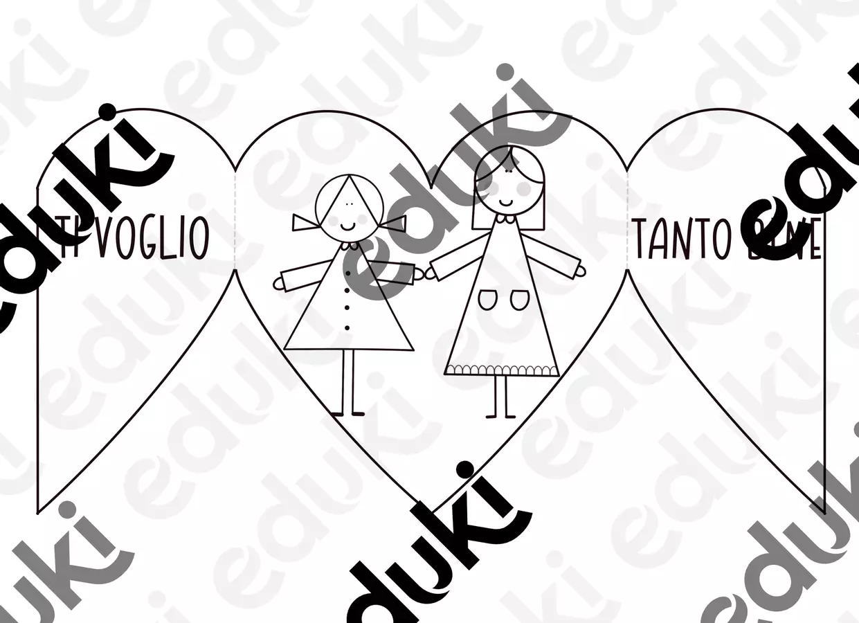 Biglietto cuore Materiale per pittura e bricolage - Biglietto cuore - La maestra Valentina - Pagina di copertina