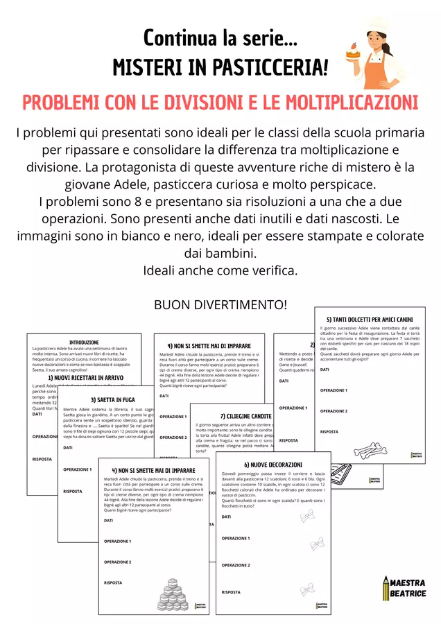 PROBLEMI CON LE DIVISIONI E LE MOLTIPLICAZIONI Esercizi - PROBLEMI CON LE DIVISIONI E LE MOLTIPLICAZIONI - Libri e marmellata - Pagina di copertina
