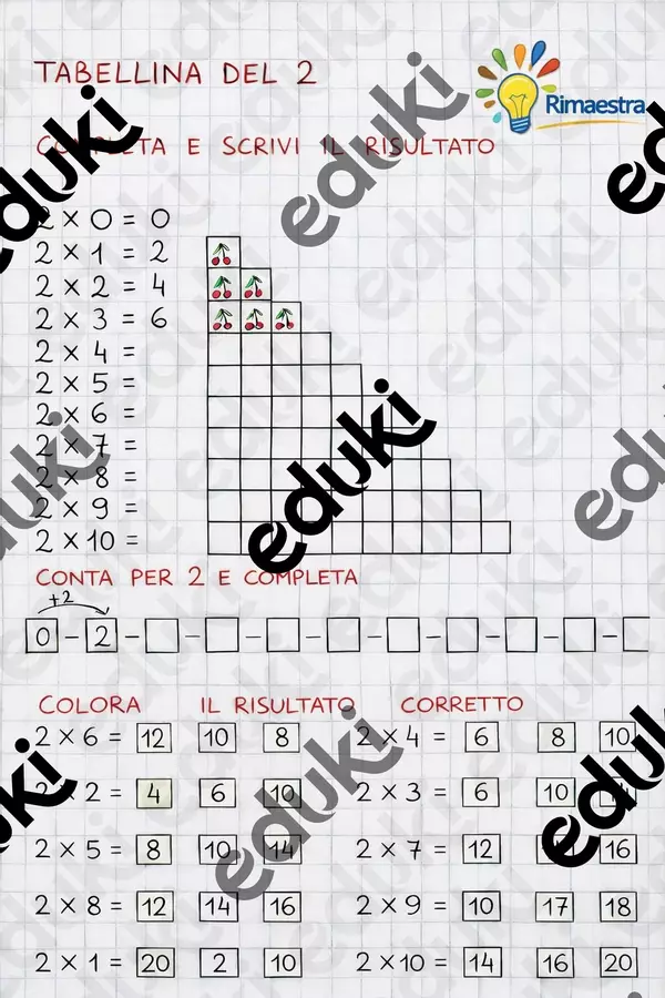 Esercizi sulle tabelline del 2 e del 3 Esercizi - Esercizi sulle tabelline del 2 e del 3 - Rimaestra - Pagina di copertina