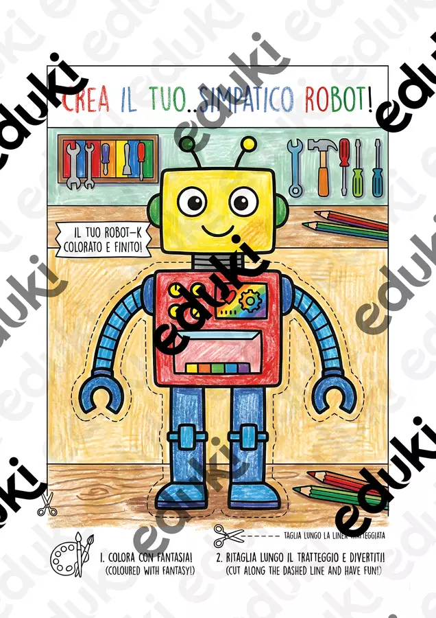 COSTRUIAMO IL ROBOT IL MIO PRIMO AMICO DI CARTONE Esperimenti - COSTRUIAMO IL ROBOT IL MIO PRIMO AMICO DI CARTONE - Colorando - Pagina di copertina