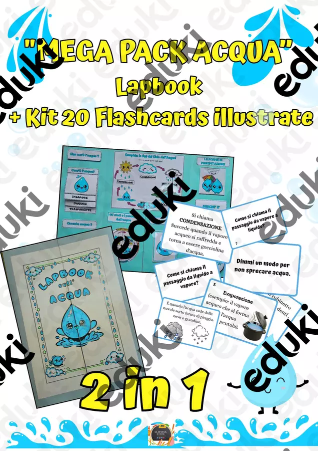 💧 MEGA PACK ACQUA: Lapbook Interattivo + 20 Flashcards illustrate Flashcard - 💧 MEGA PACK ACQUA: Lapbook Interattivo + 20 Flashcards illustrate - La scuola di Oscar - Pagina di copertina