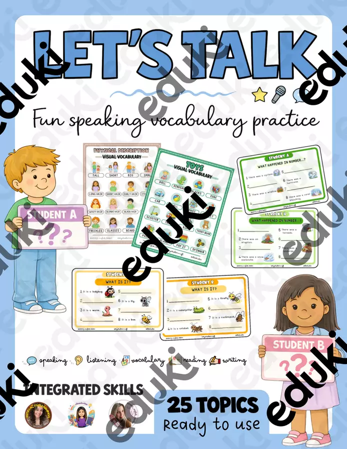 Let's Talk (Tarjetas): Speaking cards Materiale di supporto/inclusione - Let's Talk (Tarjetas): Speaking cards - stayactivelearningfl - Pagina di copertina