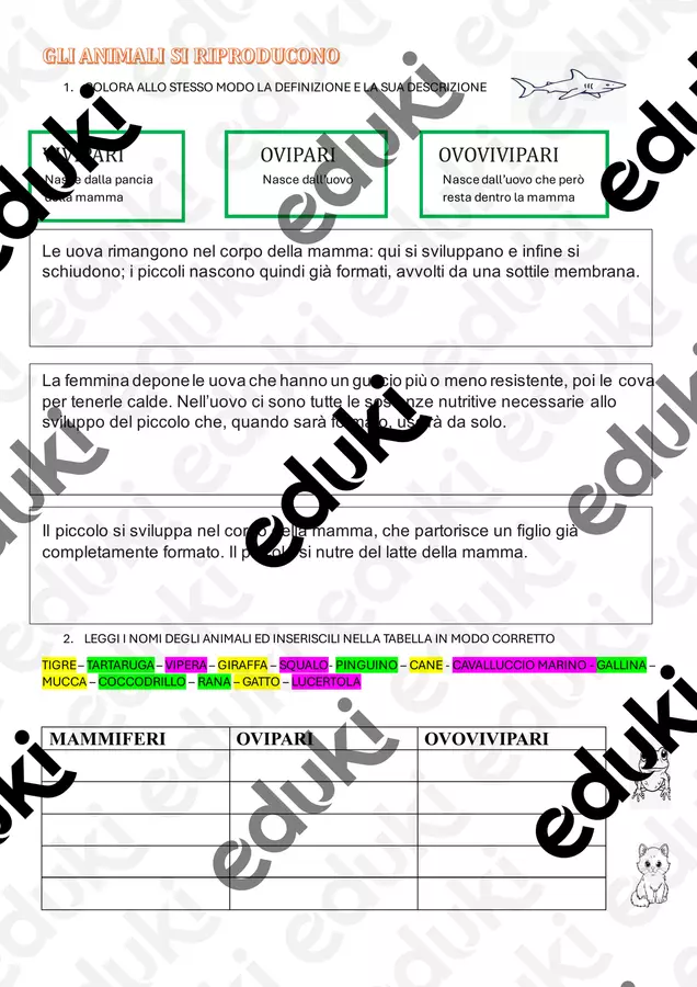 GLI ANIMALI SI RIPRODUCONO Esercizi - GLI ANIMALI SI RIPRODUCONO - Lucia Durante - Pagina di copertina