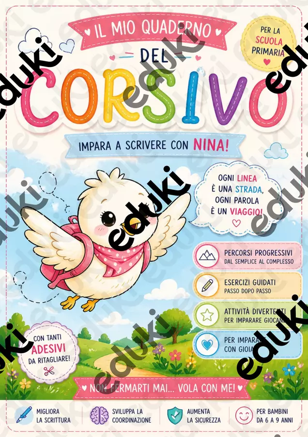 Impariamo il corsivo | Quaderno di pregrafismo (5-8 anni) | Schede stampabili Esercizi - Impariamo il corsivo | Quaderno di pregrafismo (5-8 anni) | Schede stampabili - La Maestra Digitale - Pagina di copertina