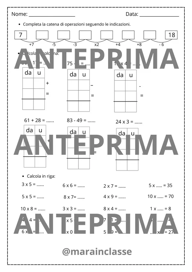 Prove finali matematica classe seconda primaria Esercizi - Prove finali matematica classe seconda primaria - MaraInClasse - Pagina di copertina